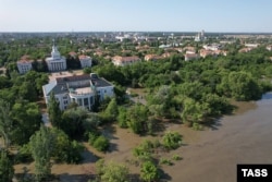 Затоплены горад Новая Кахоўка, які застаецца ў расейскай акупацыі