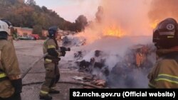 Пажар на складзе ў Сімфэропалі