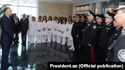 Prezient İlham Əliyev Milli Təhlükəsizlik Nazirliyinin hərbi hospitalının açılışında. 2012