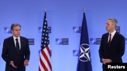 Дзяржаўны сакратар ЗША Энтані Блінкен і генэральны сакратар NATO Енс Столтэнбэрг у пятніцу, 4 сакавіка